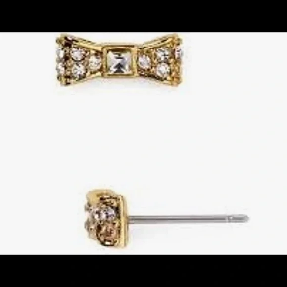 NWT Kate Spade New York Ready Set Bow Stud Earrings (Clear/Gold